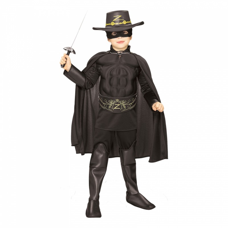 Zorro med Muskler Barn Maskeraddräkt - Small