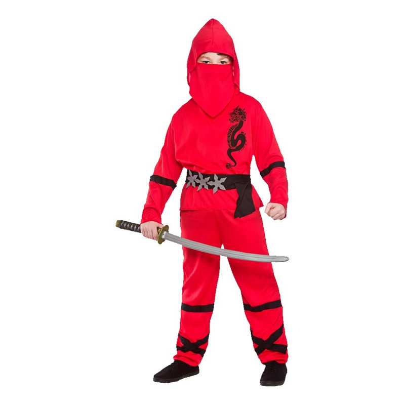 Ninja Röd Barn Maskeraddräkt - X-Large
