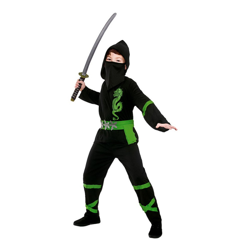 Svart/Grön Power Ninja Barn Maskeraddräkt - X-Large (11-13 år)
