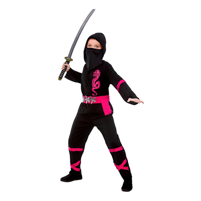 Svart/Rosa Power Ninja Barn Maskeraddräkt - X-large