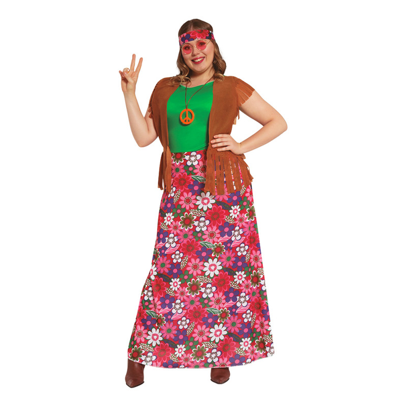 60-tals Hippie Girl Plus-size Maskeraddräkt - Plus-size